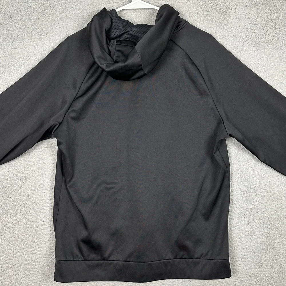 Nike Hoodie Mens Large Black Dri-Fit Graphic Swoosh Sweatshirt Drawstring Pocket